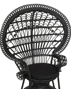 Påfuglestol EMMANUELLE Rattan Sort