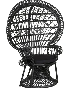 Påfuglestol EMMANUELLE Rattan Sort