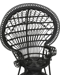 Påfuglestol EMMANUELLE Rattan Sort