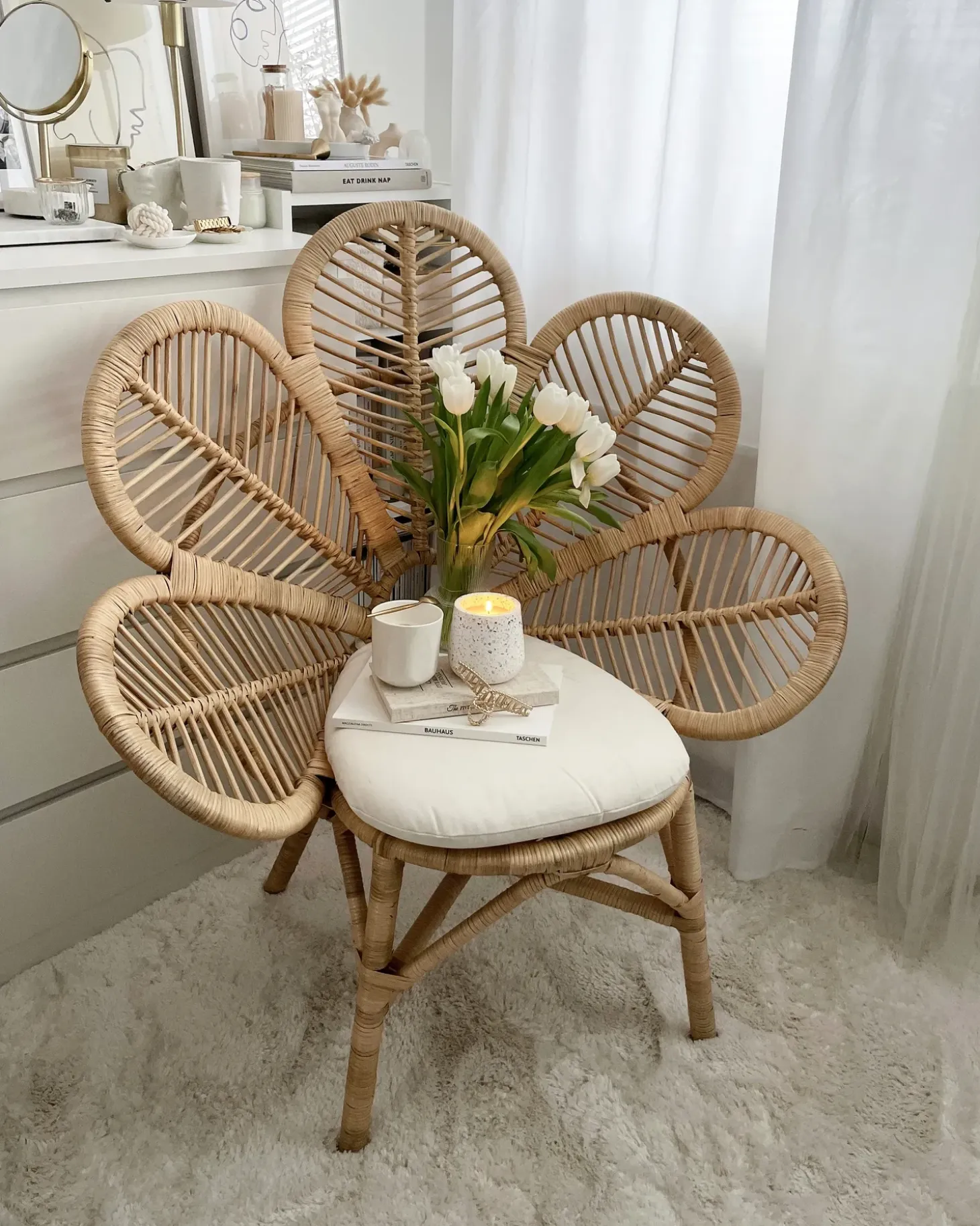 Påfuglestol FLORENTINE Rattan Naturlig
