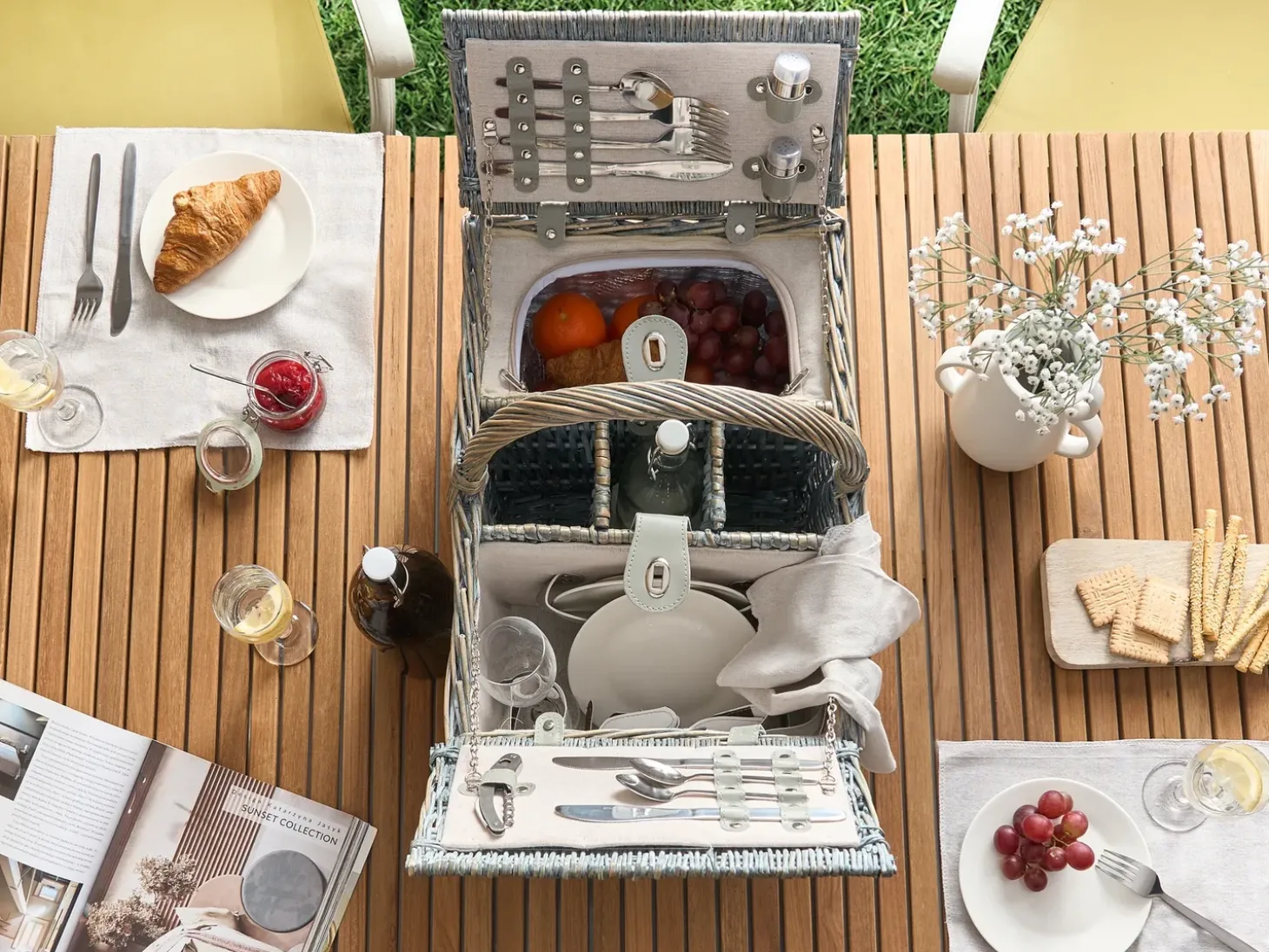 Picnic-kurv GROSEILLE Flet Grå
