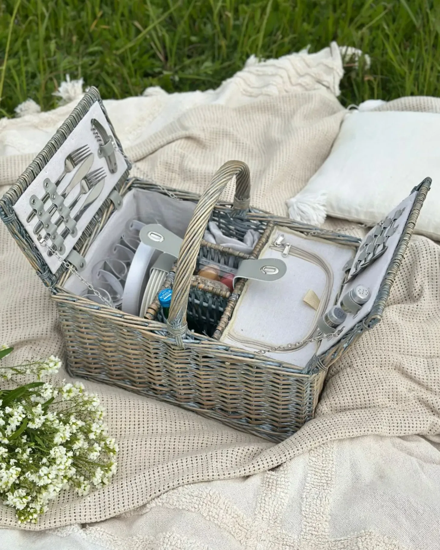 Picnic-kurv GROSEILLE Flet Grå