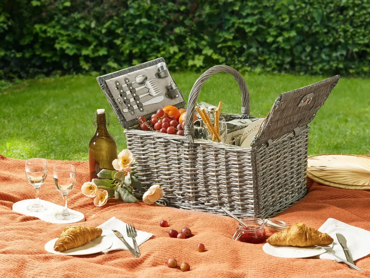 Picnic-kurv GROSEILLE Flet Grå