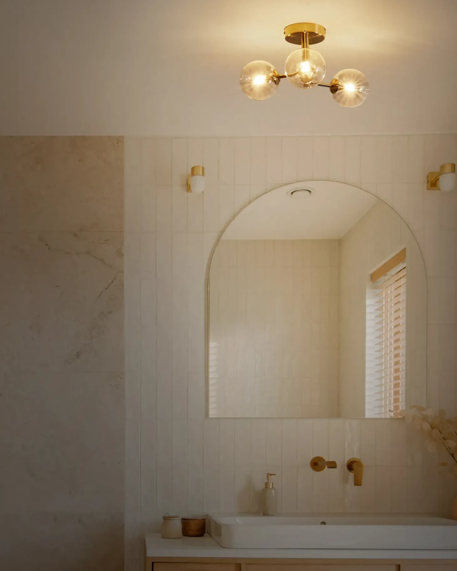Plafond MARICAO Glas Messing