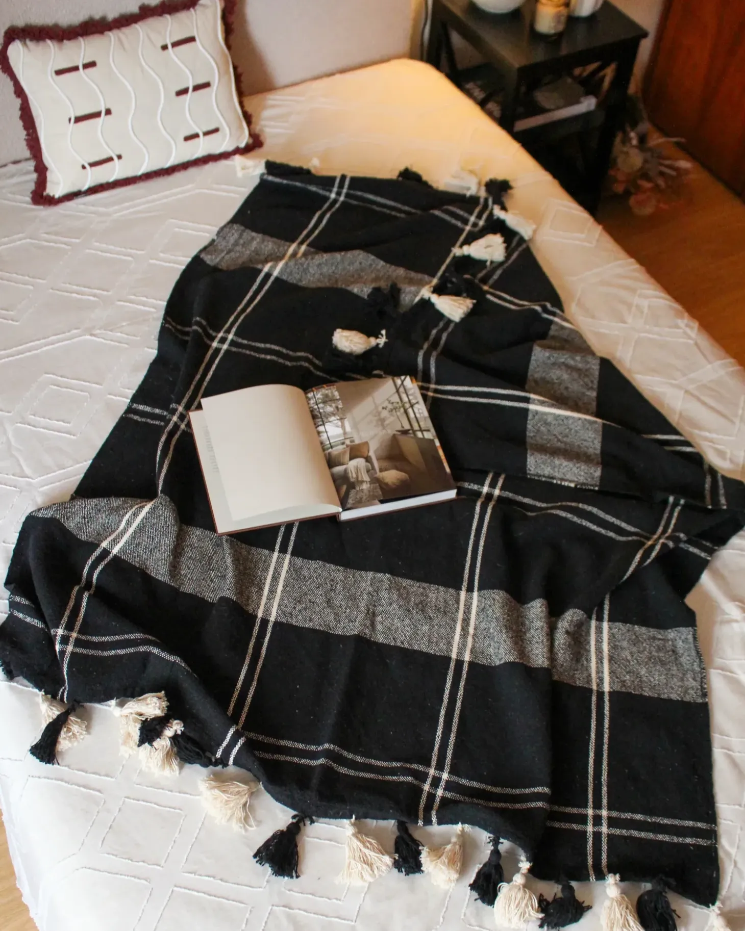Plaid KULAC Bomuld 130 x 170 cm Sort