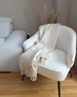 Plaid MALU Bomuld 125 x 150 cm Lys Beige