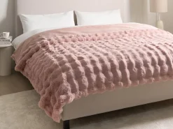 Plaid SALKA Kunstig pels 200 x 220 cm Pastellrosa