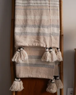 Plaid YARSELI Bomuld 130 x 170 cm Beige