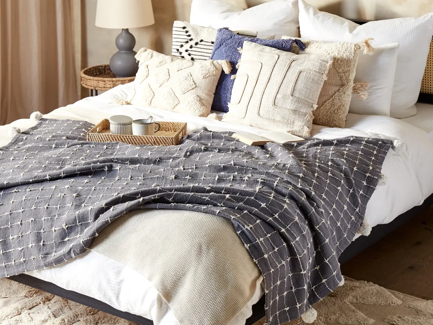 Plaid YASAM Bomuld 125 x 150 cm Sand Beige