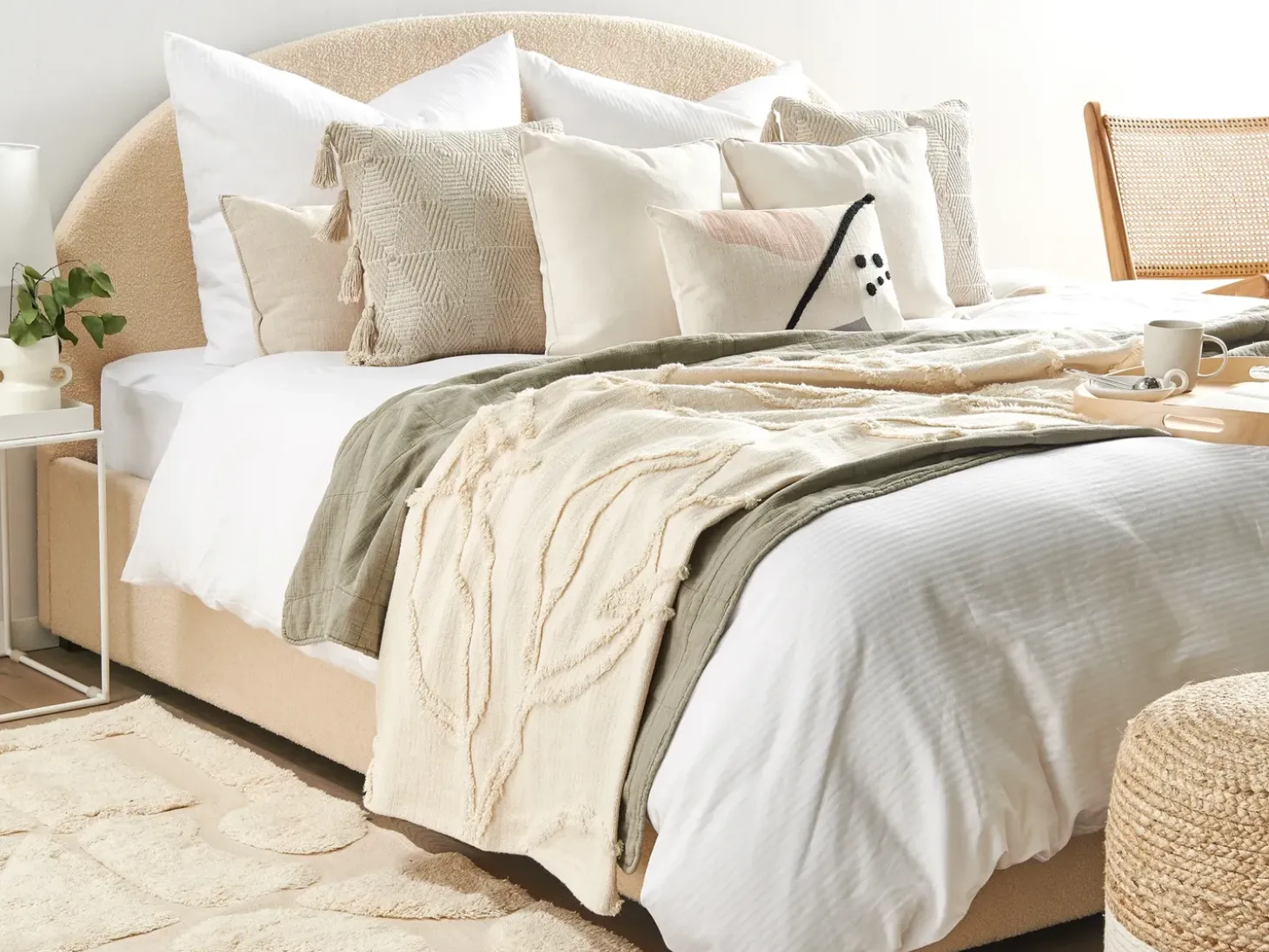Plaid ACACIA Bomuld 130 x 160 cm Beige