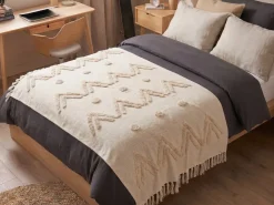 Plaid FATEHPUR Bomuld 130 x 180 cm Beige