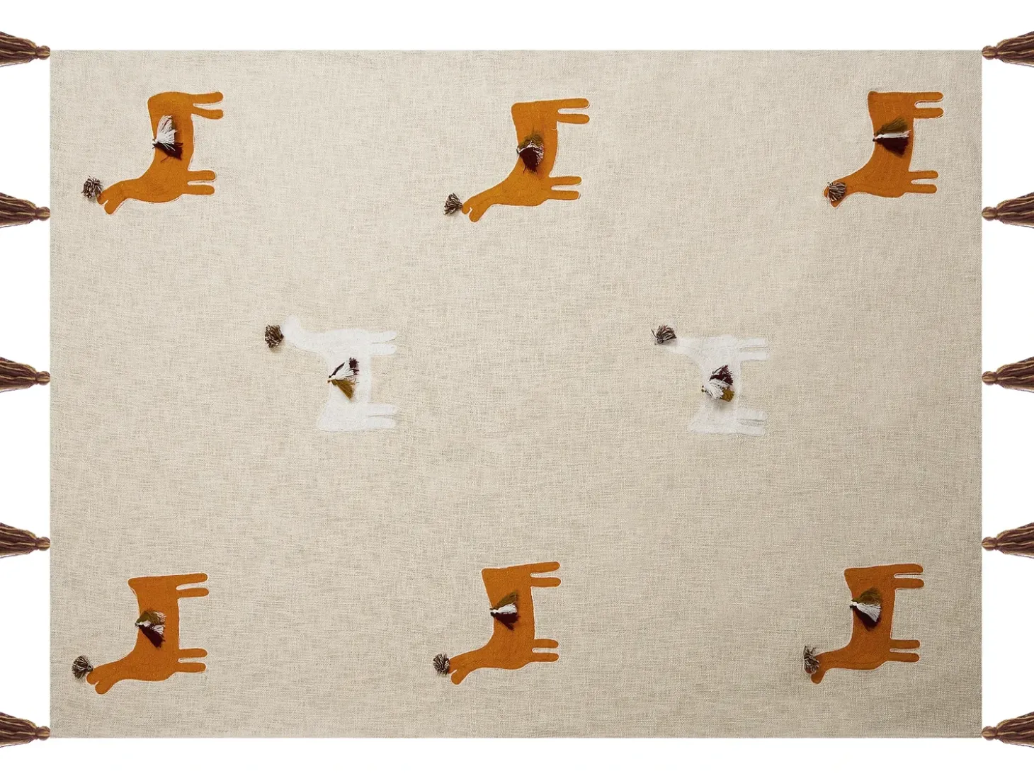 Plaid KHANDWA Bomuld 130 x 180 cm Beige