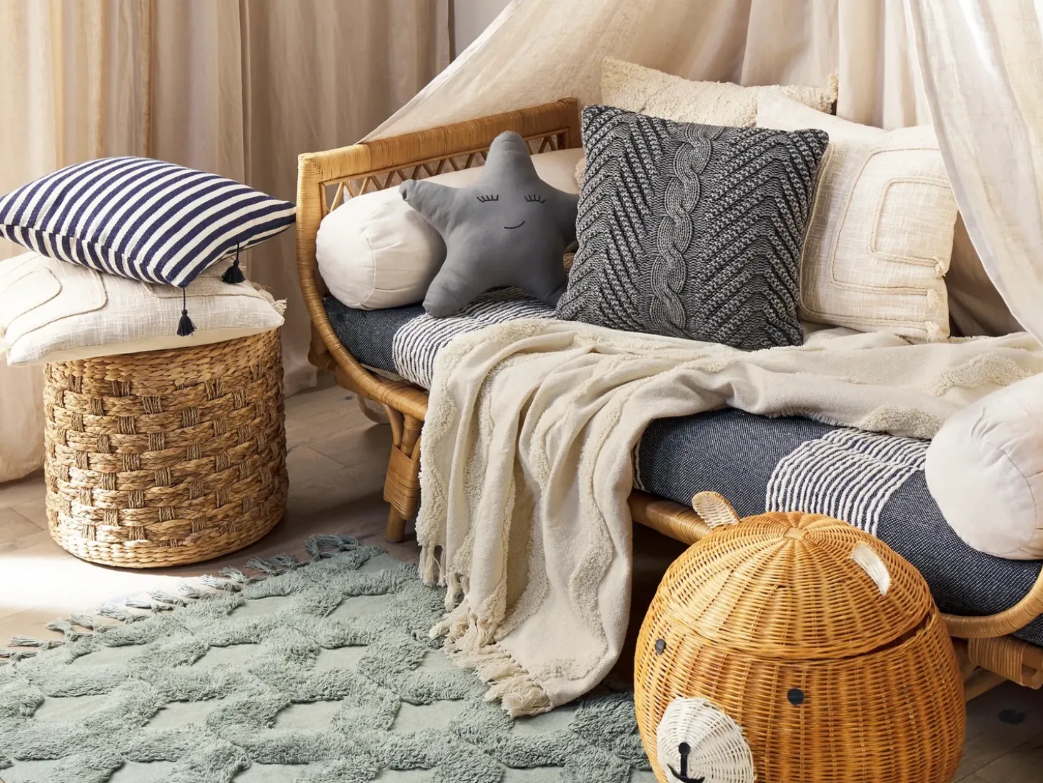 Plaid KHARI Bomuld 125 x 150 cm Lys Beige