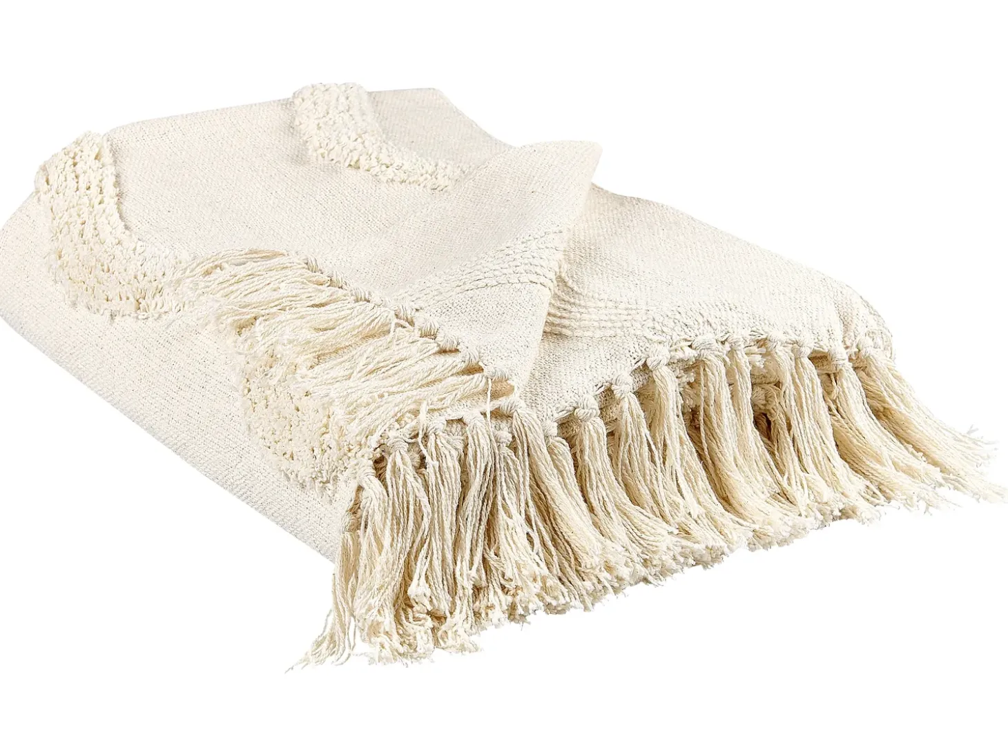 Plaid KHARI Bomuld 125 x 150 cm Lys Beige