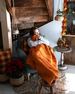 Plaid KHARI Bomuld 125 x 150 cm Orange