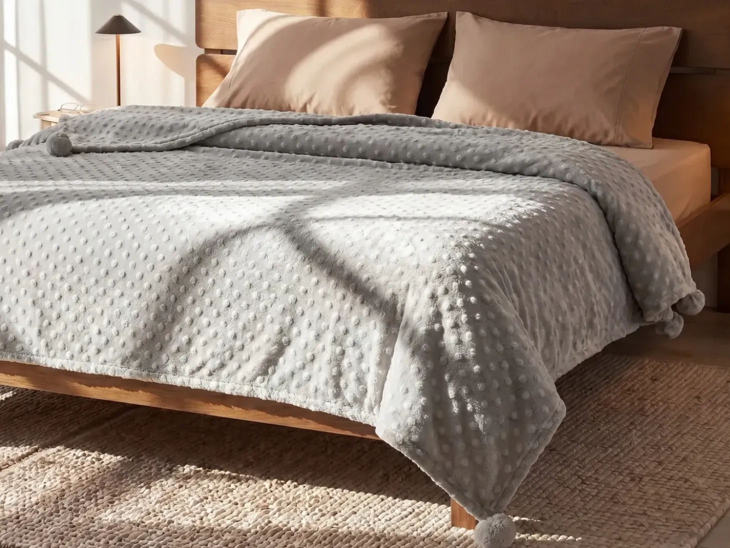 Plaid SAMUR 200 x 220 cm Lysegrå