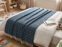 Plaid TAARI Bomuld 130 x 170 cm Blågrøn