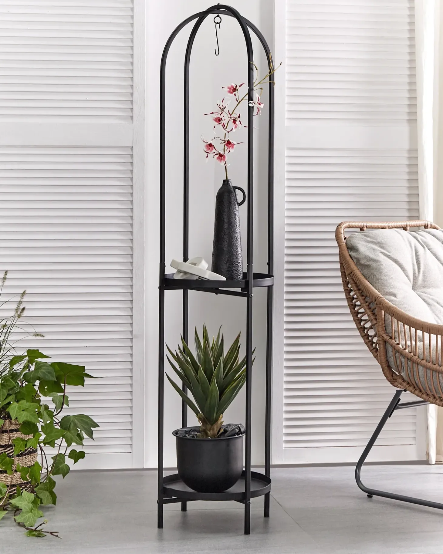 Plantestativ TAMARIX Metal 35 cm Sort