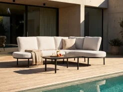 POLLINA 4 personers Havesofa med bord Sort Metal