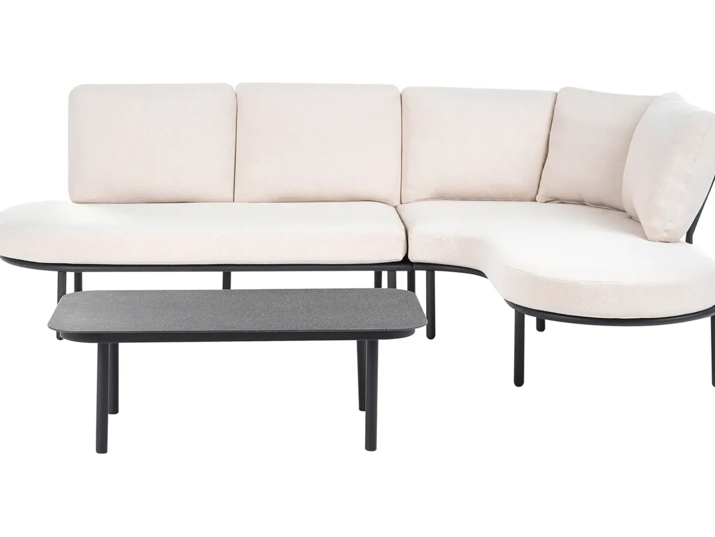 POLLINA 4 personers Havesofa med bord Sort Metal