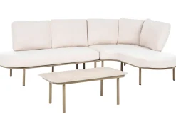 POLLINA 4 personers Havesofa med bord Brun Metal