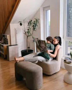 Polstret bænk DECORAH Boucle Brun