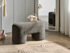 Polstret bænk DECORAH Boucle Brun