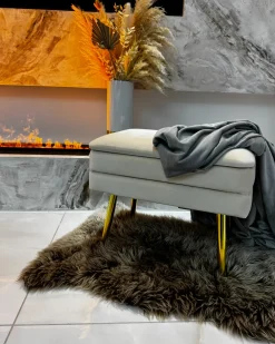 Polstret bænk med opbevaring ODESSA Velour Beige