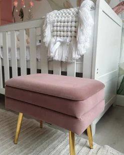 Polstret bænk med opbevaring ODESSA Velour Lyserød