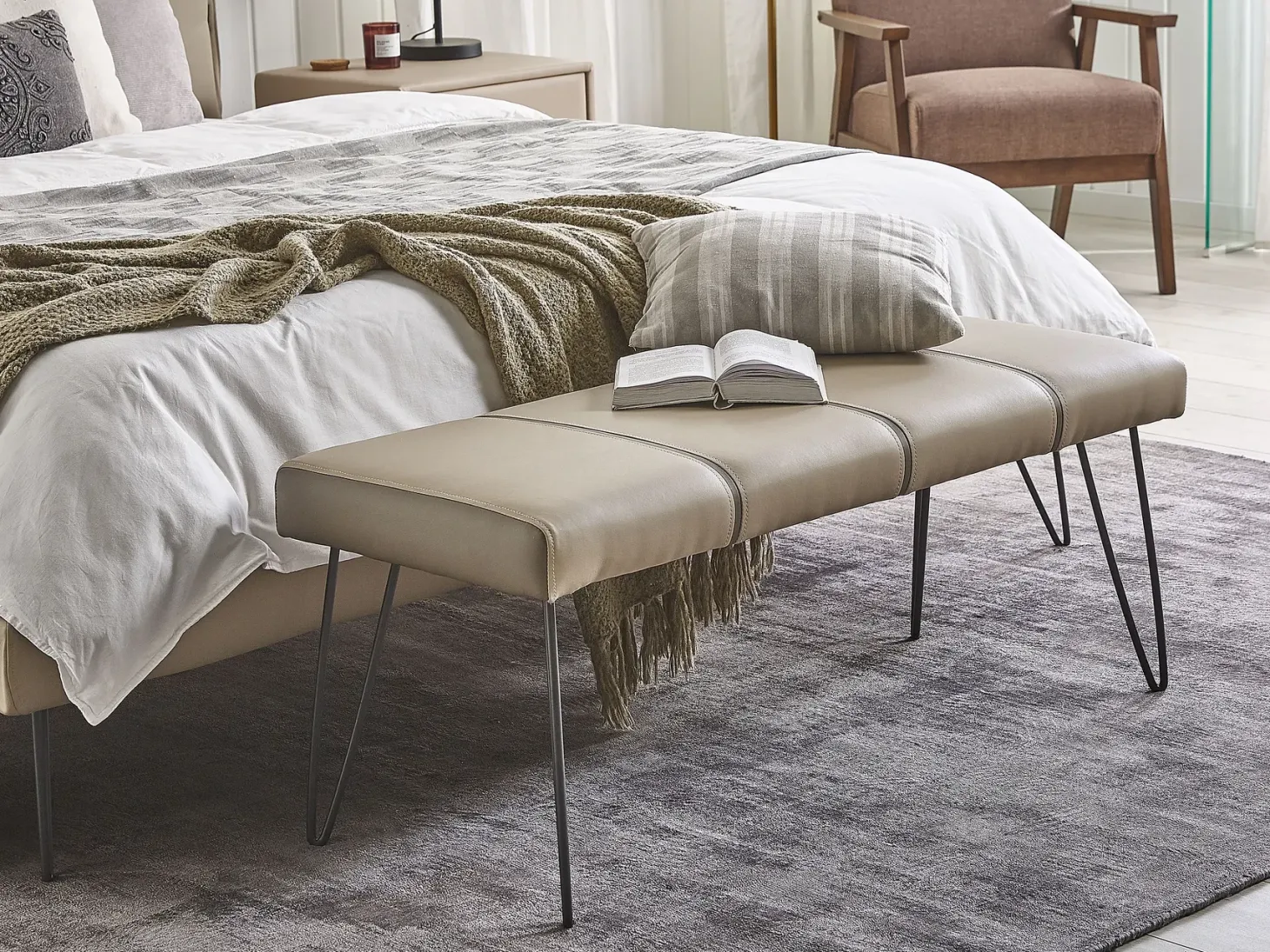 Polstret bænk BETIN Kunstlæder Sand Beige