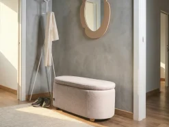 Polstret bænk med opbevaring HAYWARD 98 cm 44 cm Beige
