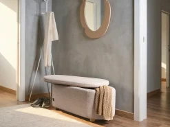 Polstret bænk med opbevaring HAYWARD 98 cm 44 cm Beige