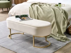 Polstret bænk MILRY Velour Lys Beige
