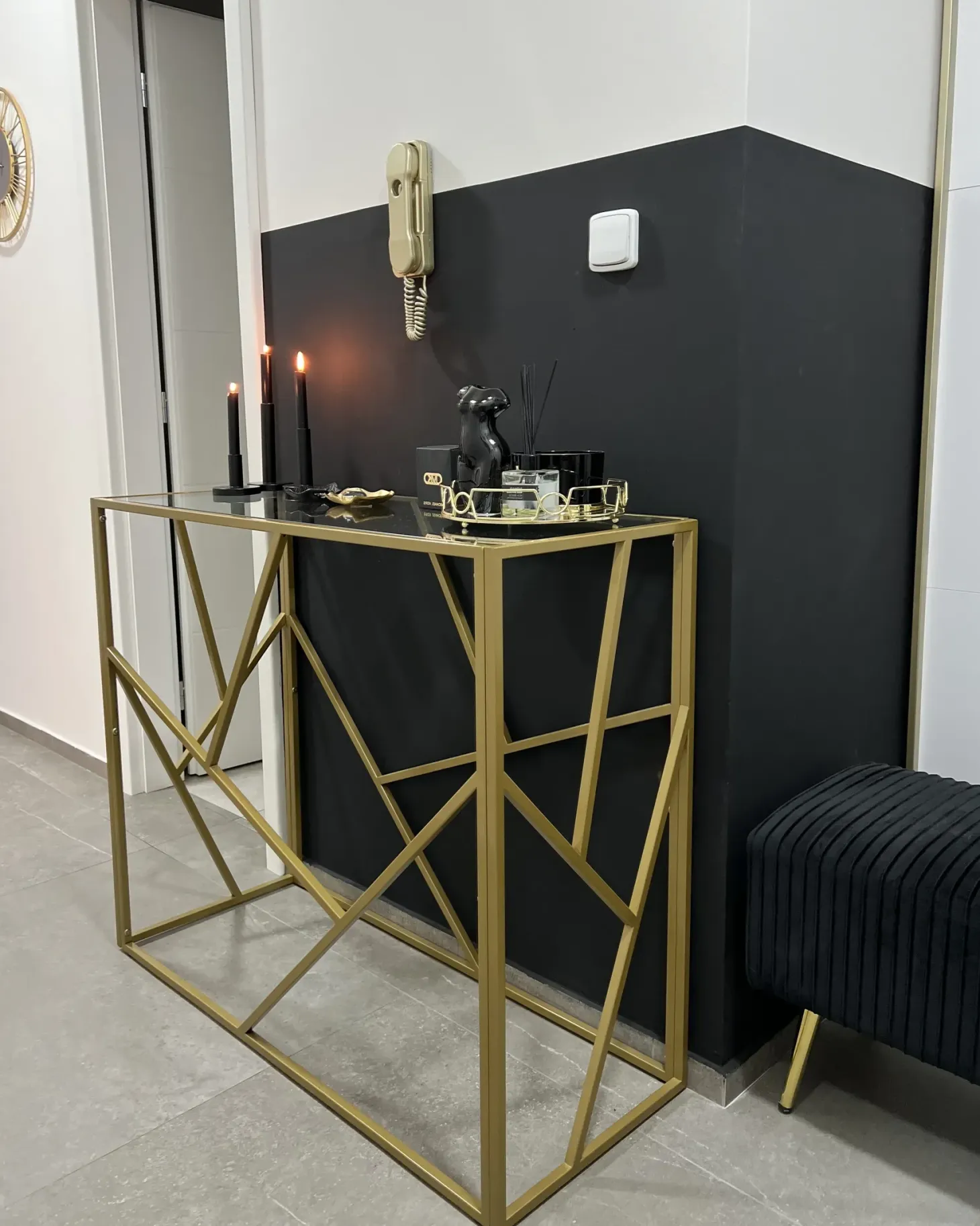 Polstret bænk PATERSON Velour Sort