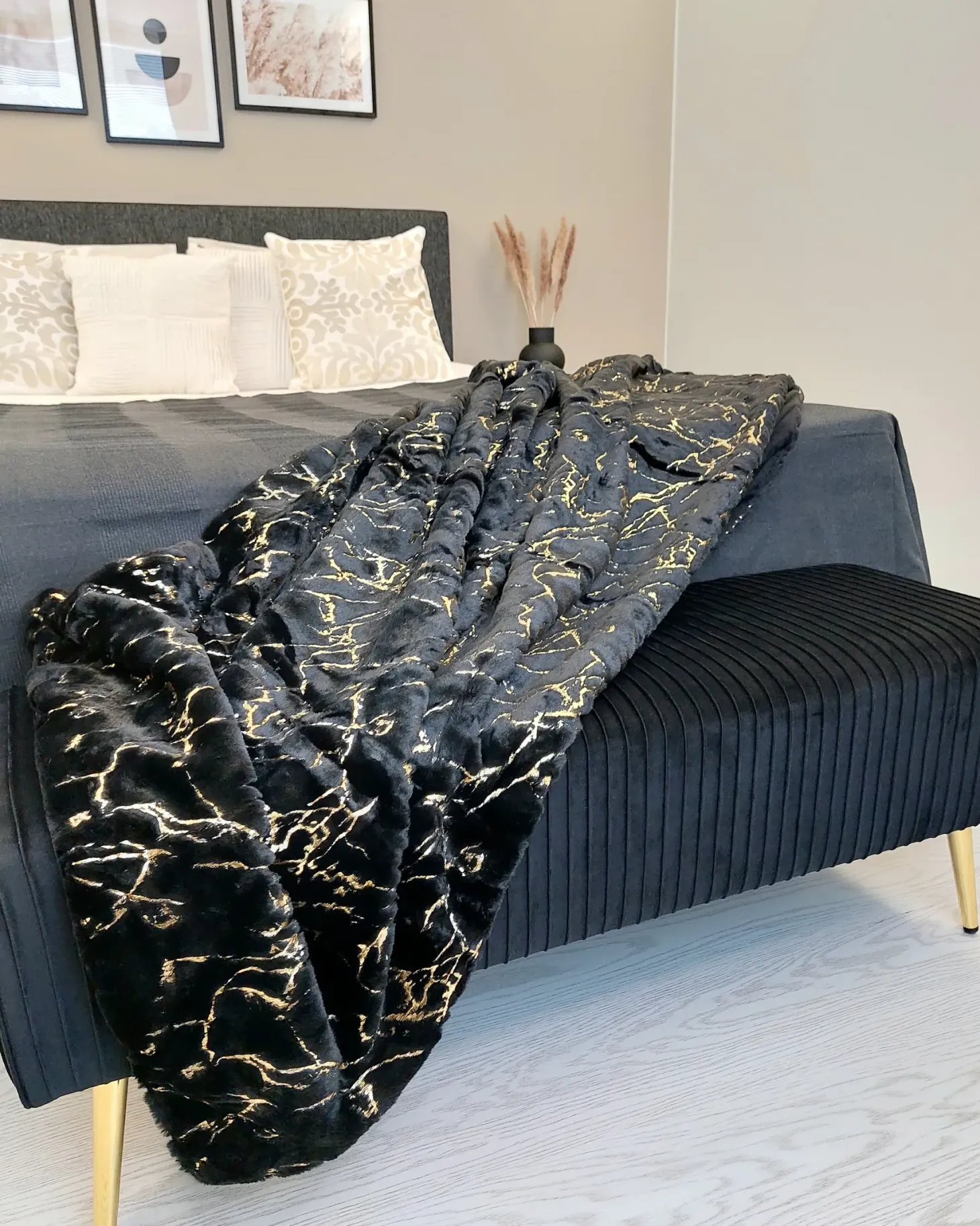 Polstret bænk PATERSON Velour Sort