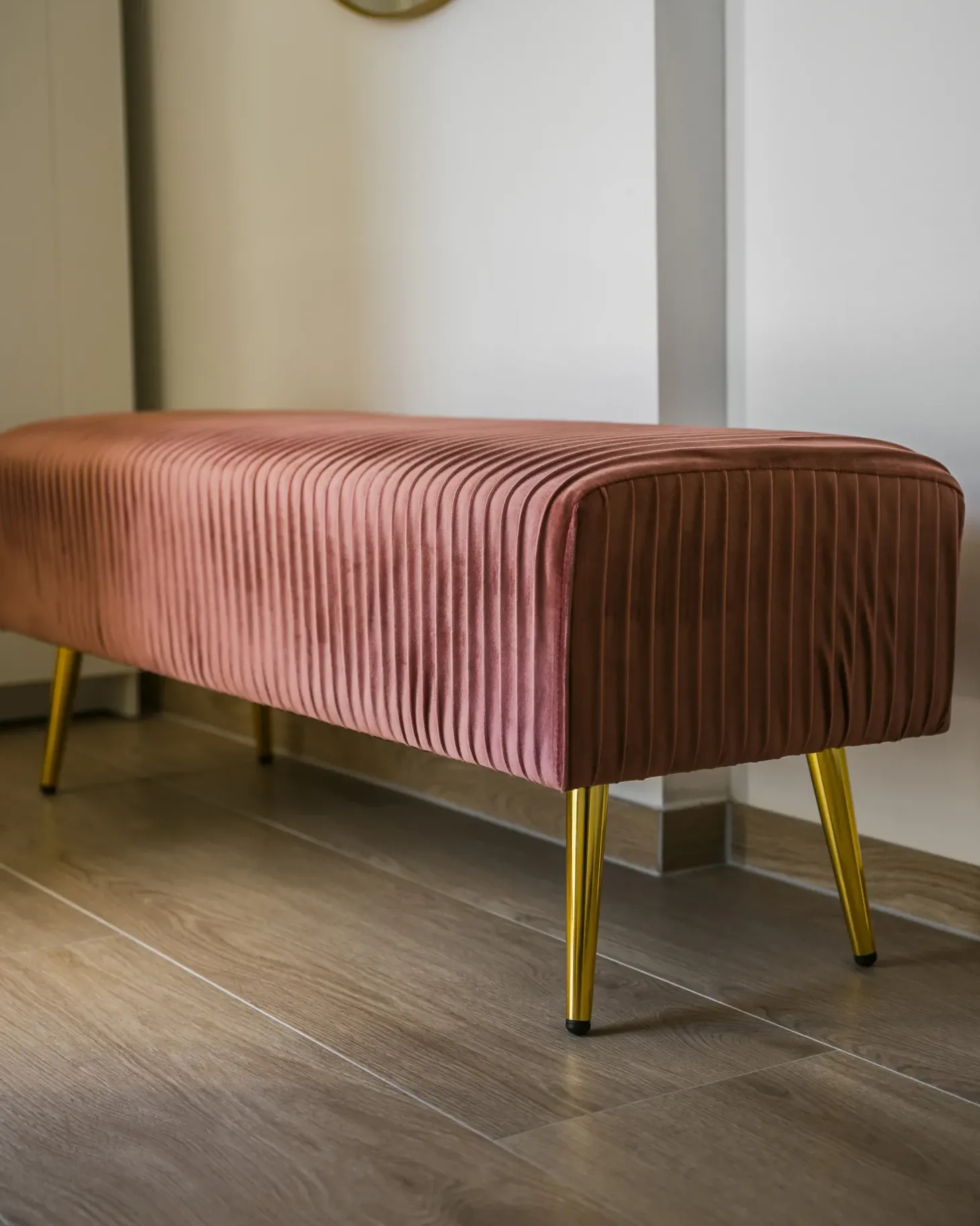 Polstret bænk PATERSON Velour Lyserød
