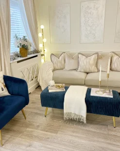 Polstret bænk PATERSON Velour Blå
