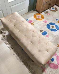 Polstret bænk ROSEVILLE Velour Beige
