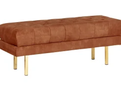 Polstret bænk ROSEVILLE Velour Mørkerød