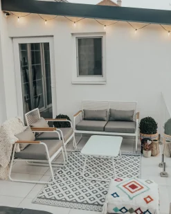 POMONTE 4 personers Loungesæt med bord Hvid Metal