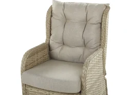 PONZA 2 personers Loungesæt med bord og fodskammel Beige PE-rattan
