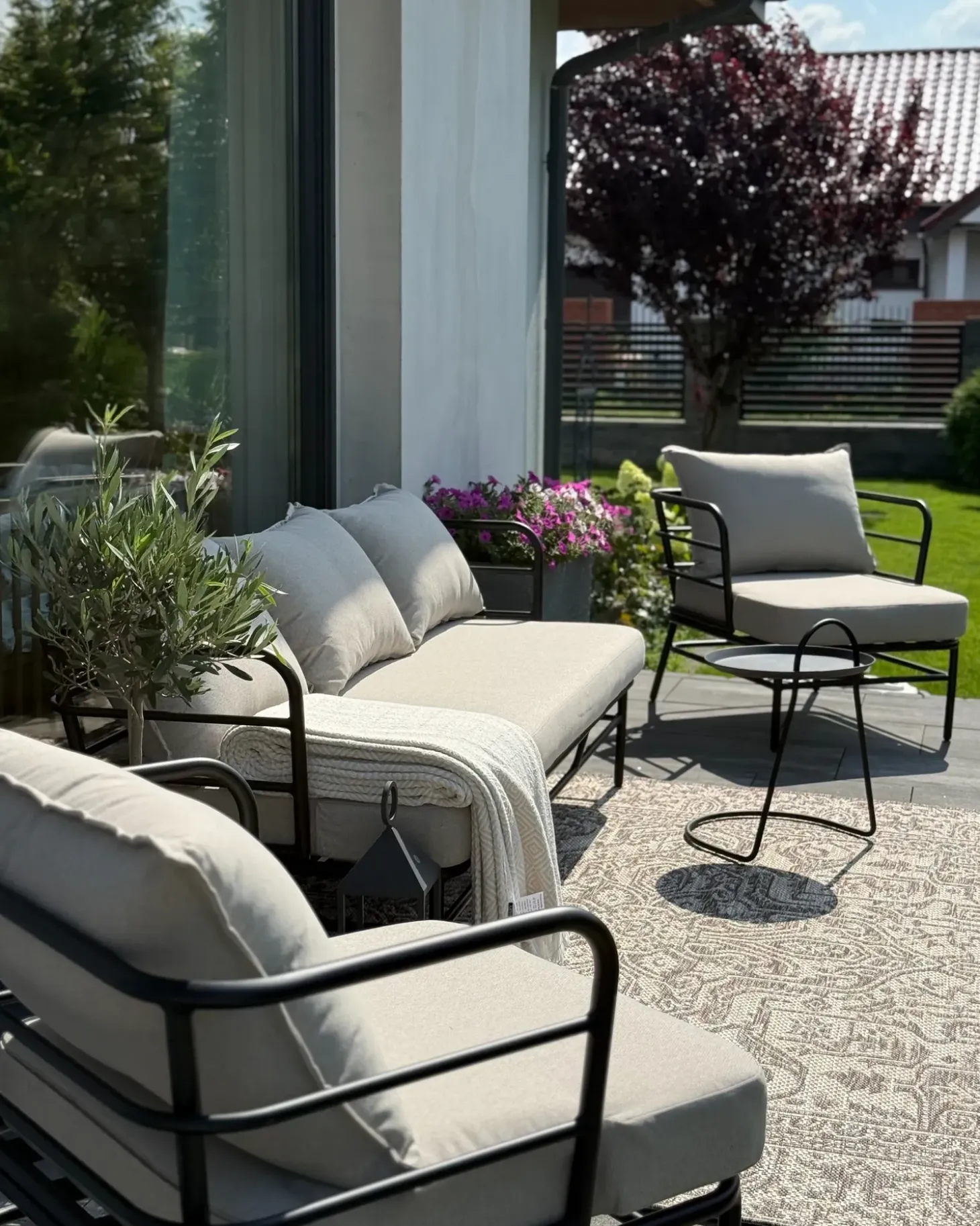PONZONE 5 personers havesofasæt Lys Beige Metal