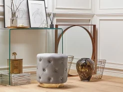 Puf CARROLLTON Velour Lysegrå