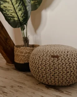 Puf CONRAD Bomuld Lys Beige