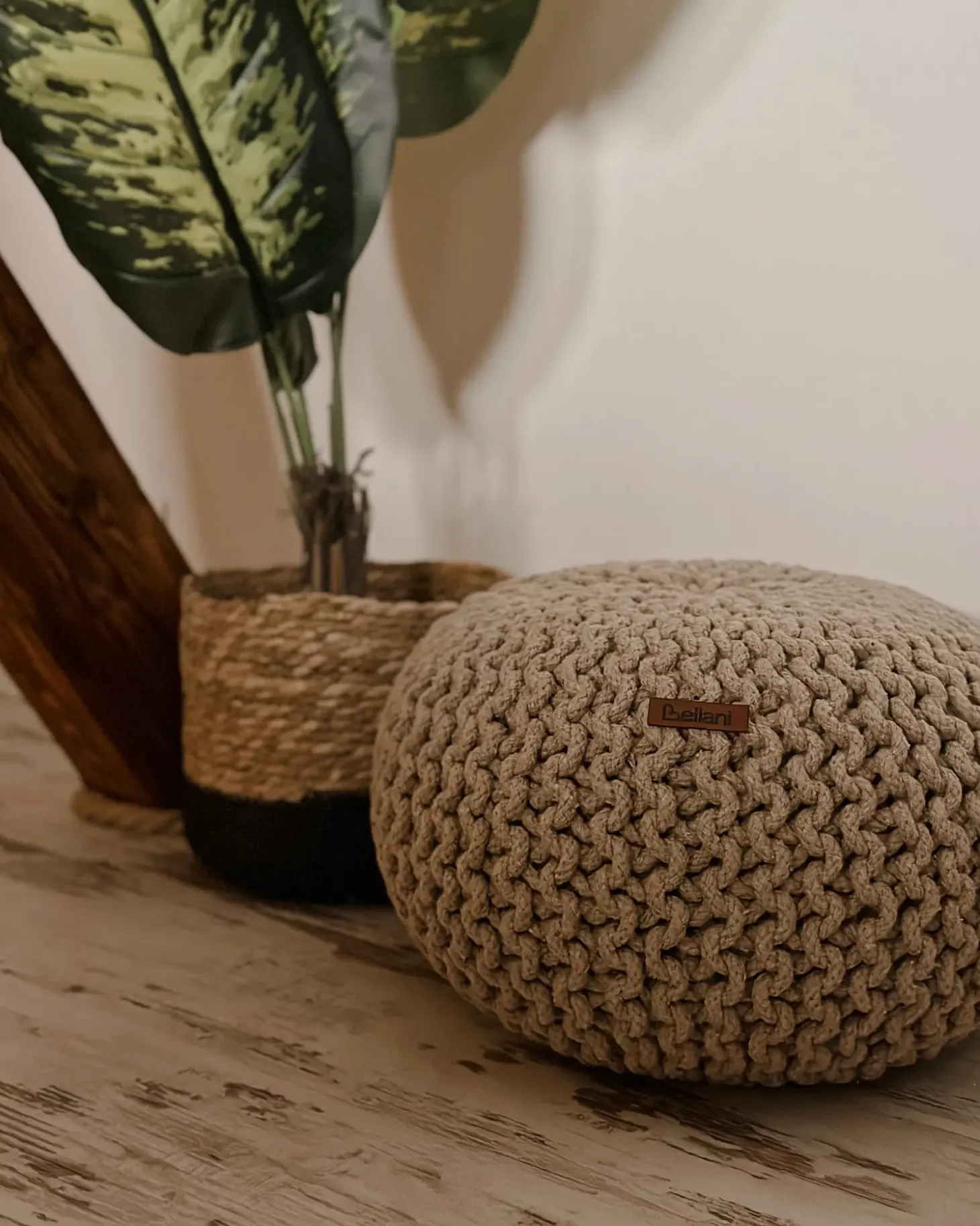 Puf CONRAD Bomuld Lys Beige