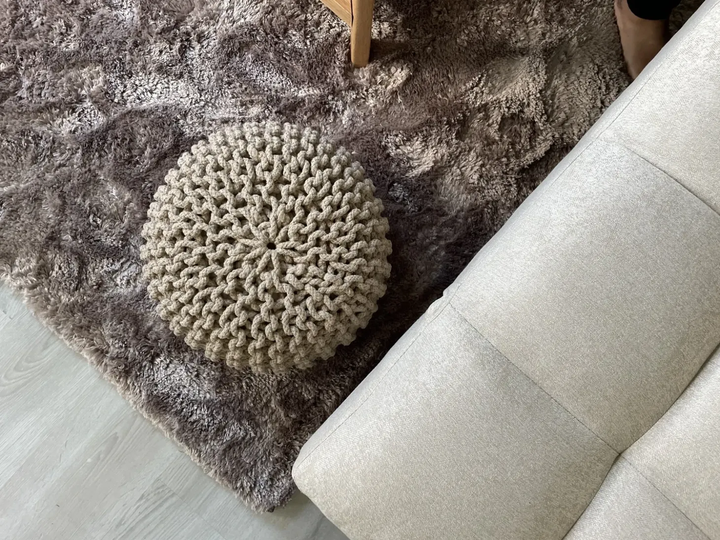 Puf CONRAD Bomuld Lys Beige