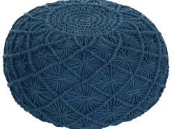Puf Macramé BERKANE Bomuld Navy Blå