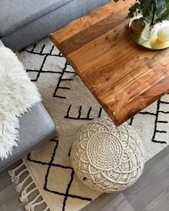 Puf Macramé BERKANE Bomuld Beige