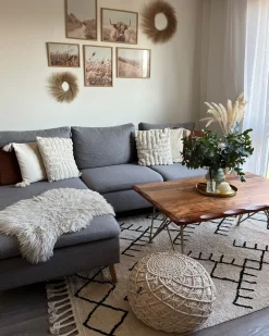 Puf Macramé BERKANE Bomuld Beige