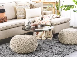 Puf Macramé BERKANE Bomuld Beige